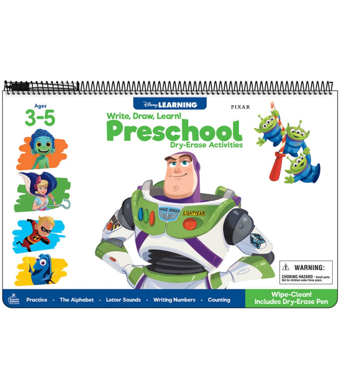 Disney Learning Write, Draw, Learn! Preschool Workbooks, Dry Erase Alphabet and Letter Sounds, Counting, and Writing Numbers Preschool Learning Activities, Preschool Math and Phonics